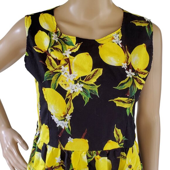 Tropical A Line Dress Women's M Sleeveless Summer Lemon Back Zip Knee Length - Picture 10 of 15